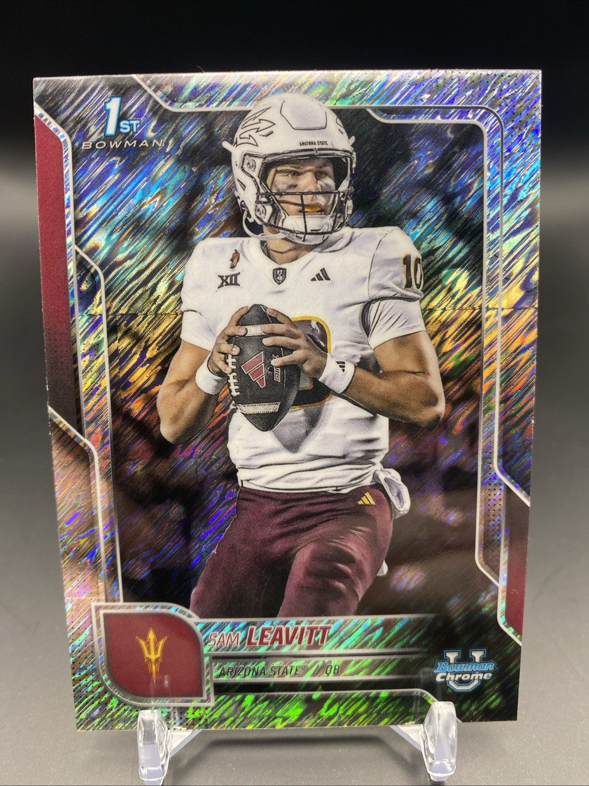 2025 Bowman Chrome U SAM LEAVITT (#195) Shimmer Refractor 1st Bowman