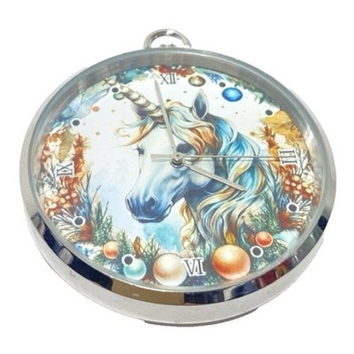 Horse Pocket Watch Clock Circular Majestic Pony Fairytale Handheld Watch, White