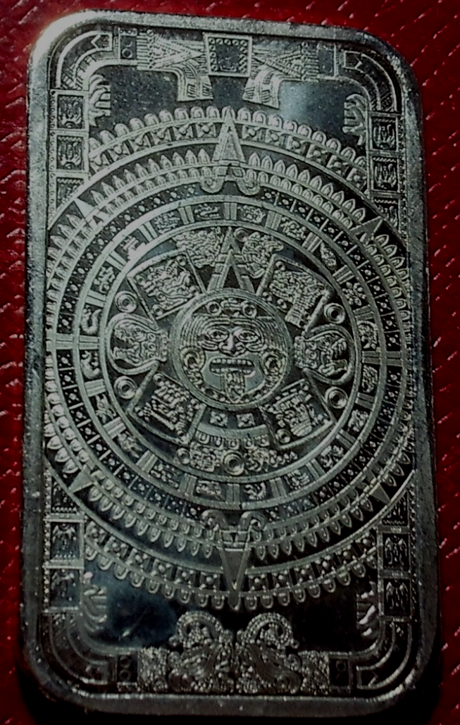 Aztec Calendar Engraved Pattern Mexico Aztec Calendar Mayan Bar 1 Troy oz..999 Fine Silver in Sleeve | eBay