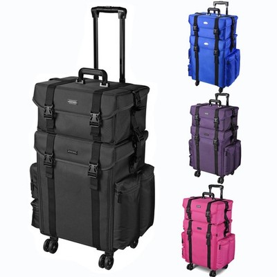 BYOOTIQUE 2in1 Rolling Makeup Case Trolley Train Soft Sided Organizer Travel Bag