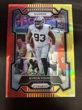 2023 Panini Prizm #355 Byron Young Red & Yellow Choice /8 RC Raiders