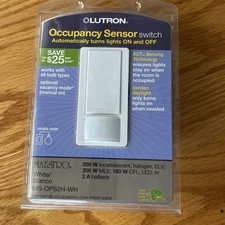 LUTRON Maestro Occupancy Motion Sensor Switch Single Pole MS-OPS2H-WH White