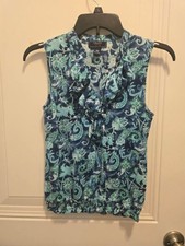 Women's Chaps Sleeveless Top - Size PS - Multicolor Blues & Greens