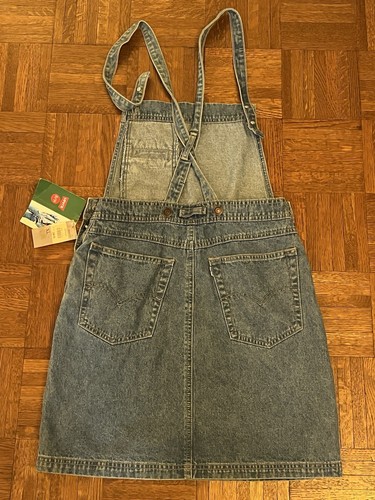 Vintage 1996 Retro Levis Girls teen Bib Overall Denim Jean Skirt Jumper Size XL - Picture 2 of 12