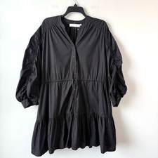 ASTR The Label Ruched Sleeve Shirt Dress Black M