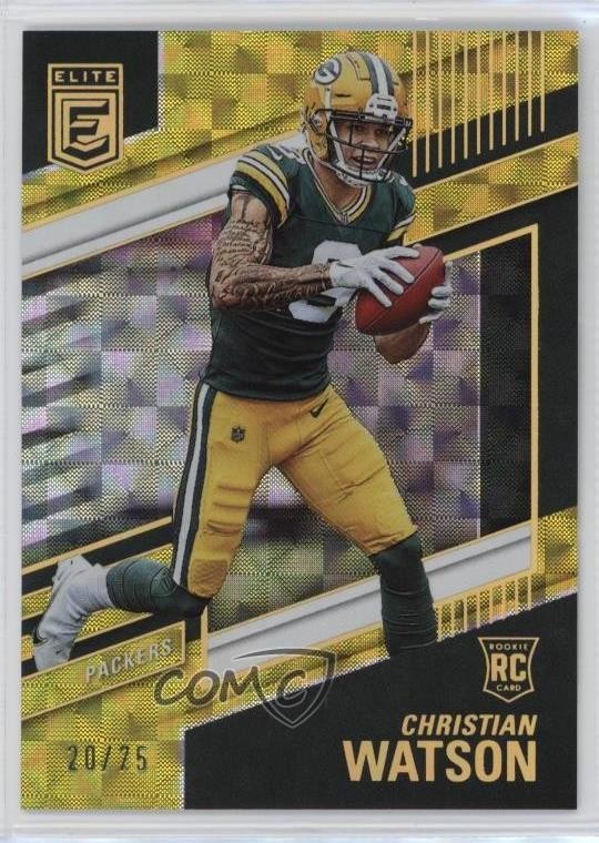 2022 Panini Donruss Elite Rookies Yellow 20/75 Christian Watson Rookie RC 04cw