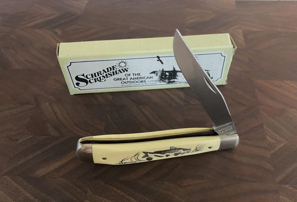 CUCHILLO PLEGABLE SKRIMSHAW BAGRE VINTAGE SCHRADE EE. UU. 503SC Foto 4 de 4