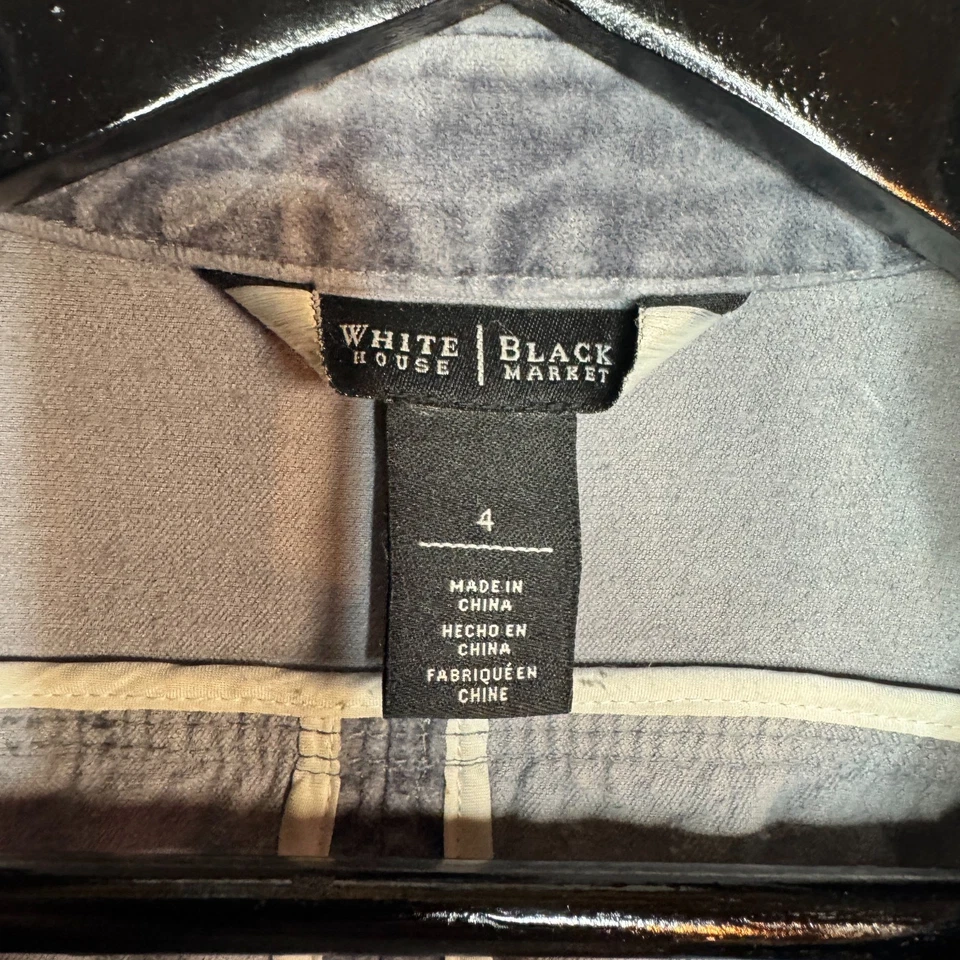 Chaqueta Blazer Casa Blanca Mercado Negro Talla 4 Gris Acero Azul Plata Cinta Terciopelo Foto 2 de 4