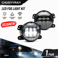 Pair 4 Inch Round Led Fog Lights Angel Eyes Drl For Jeep Wrangler Jk Lj Jt