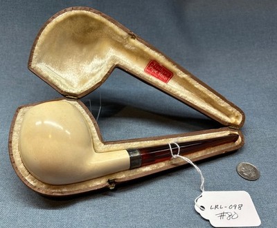 Large Gus Fischer Jr. meerschaum billiard ball pipe in case (#80)