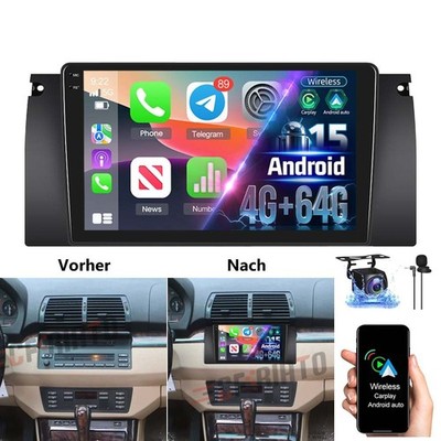 4G+64G Für BMW E38 5er E39 X5 E53 Android 15 Autoradio Apple Carplay NAVI BT KAM
