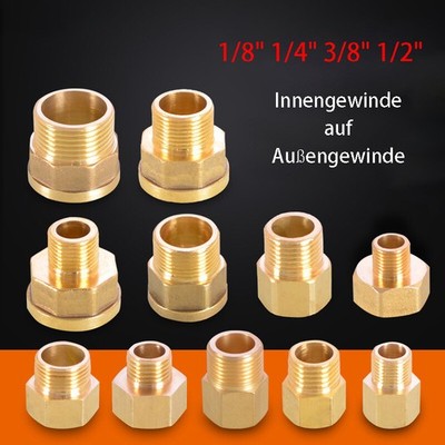 1/4 1/2'' Aussen/Innen Gewindefitting Messing Reduzierung Rohrverbinder Anschluss