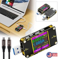 USB Type-C Digital Tester Multimeter Current Voltage Power Capacity & Cable 8A