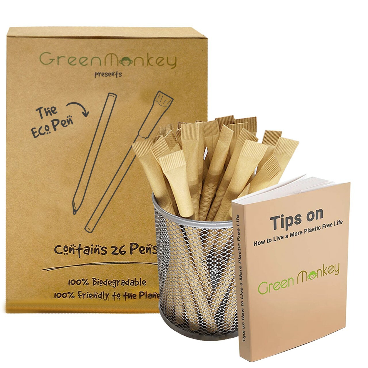 Eco Friendly Biodegradable Black Ink Pen Biro 26 Pack / Zero Plastic