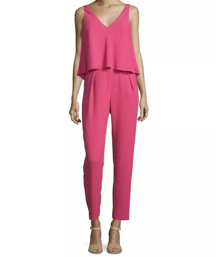 Trina Turk Bright Pink Sleeveless V-neck Popover Jumpsuit sz 4NWT