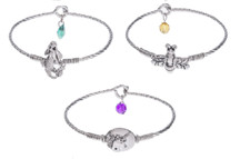 Ganz E8 Jewelry Silver Lucky Bangle Bracelet 2.5Di 7.5"L. Zinc - Choose Design