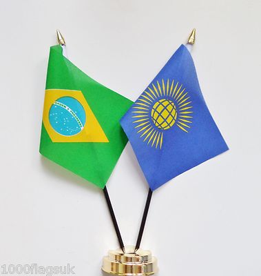 Brazil & Commonwealth Of Nations Double Friendship Table Flag Set