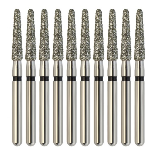 100 pezzi fresa dentale diamante FG 856/018SC estremità rotonda conica grana grossa alta velocità US - Foto 4 di 6