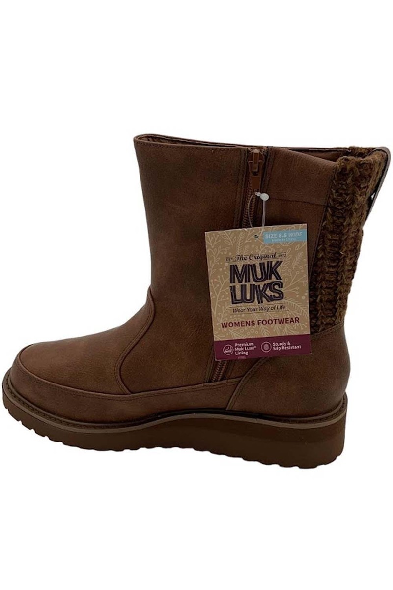 MUK LUKS Wedge Winter Boots Slope Natalie Cognac