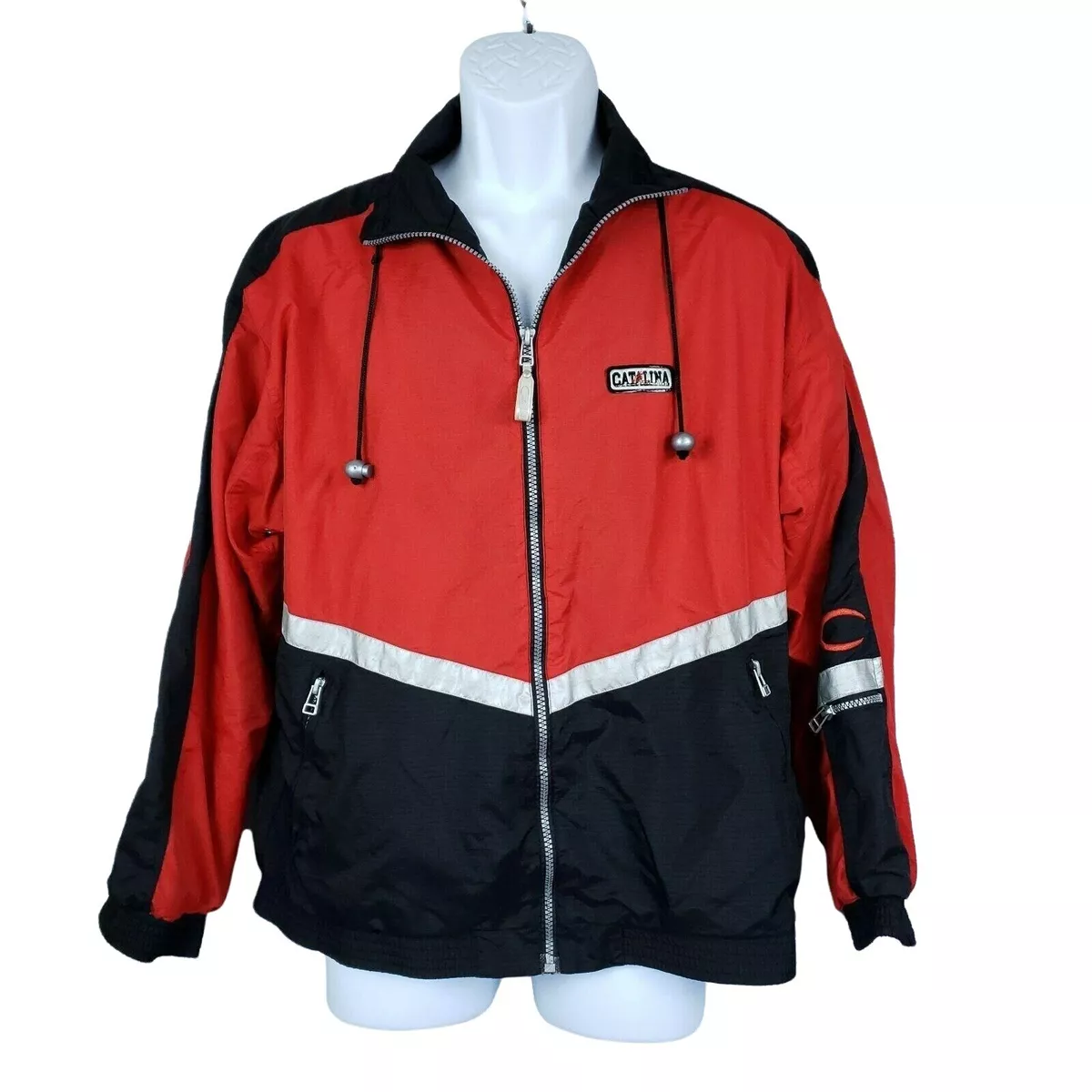 Catalina Windbreaker Jacket Mens Lightweight Color Block Coat Red