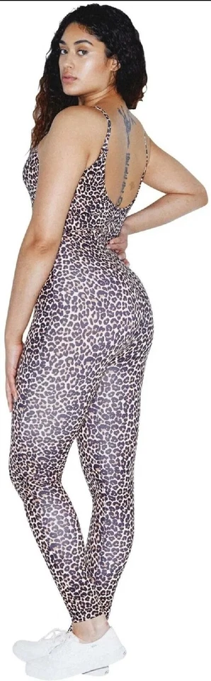 NEW Case 36 American Apparel Women's Cotton Spandex Sleeveless Unitard Cheetah M - Image 2 of 4