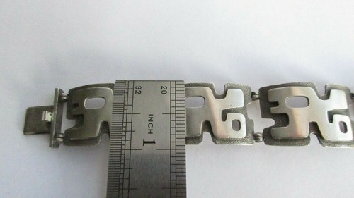 HEAVY VINTAGE MODERNIST ABSTRACT BRUTALIST SILVER 925 PANEL LINK BRACELET 66g - Picture 9 of 12