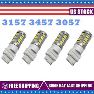 4Pcs White 3157 3457 T25 33SMD LED Bulbs Brake Parking Light Turn Signal Lamps