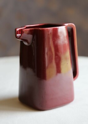 Vintage ROYAL HAEGER USA 6.5'' Pitcher Burgundy Arts Crafts Mission Pottery