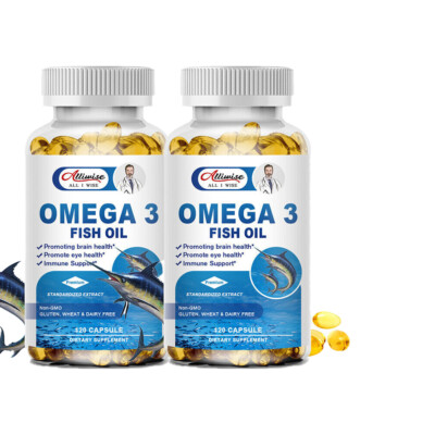 Omega 3 Fish Oil Capsules 3x Strength 3600mg EPA & DHA, Highest Potency