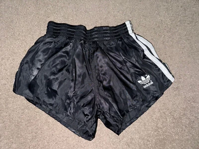 Vintage 80s Adidas sprinter shorts sporthose shiny black D3 XXS nylon - Bild 1 von 4