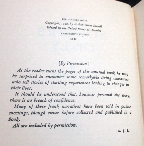 For Sinners Only, A. J. Russell, Harper & Bros., Oxford Group, HC w/dj, - Picture 11 of 14