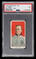1909-11 T206 Ty Cobb Portrait- Red PSA 1 Piedmont 350