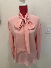 BOUTIQUE MOSCHINO PUSSY BOW BLOUSE TOP PINK SIZE 42 NEW WITH TAGS