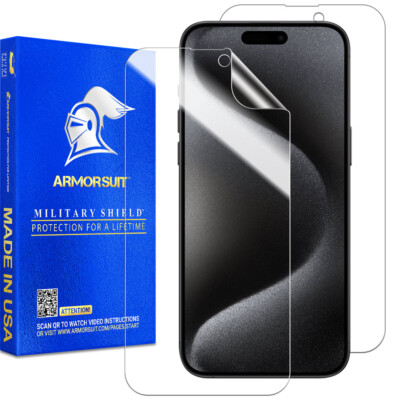 ArmorSuit MilitaryShield [2 Pack] Apple iPhone 15 Pro Screen Protector USA