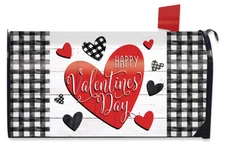 Checkered Valentine Magnetic Mailbox Cover Holiday Heart Standard Briarwood Lane