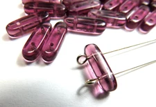30 Pieces ~ 2-HOLE SPACER BAR ~ PURPLE ~ 12mm ~ GLASS BEADS