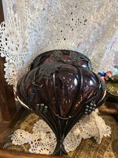 MCM caged In Copper With Leaves And Design Amethyst Glass Wall Pocket Nice Size