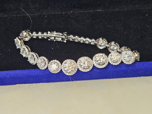 6.5mm 10ct Moissanite Tennis Bracelet S925 Sterling Silver 6in Pass Tester - Picture 3 of 4