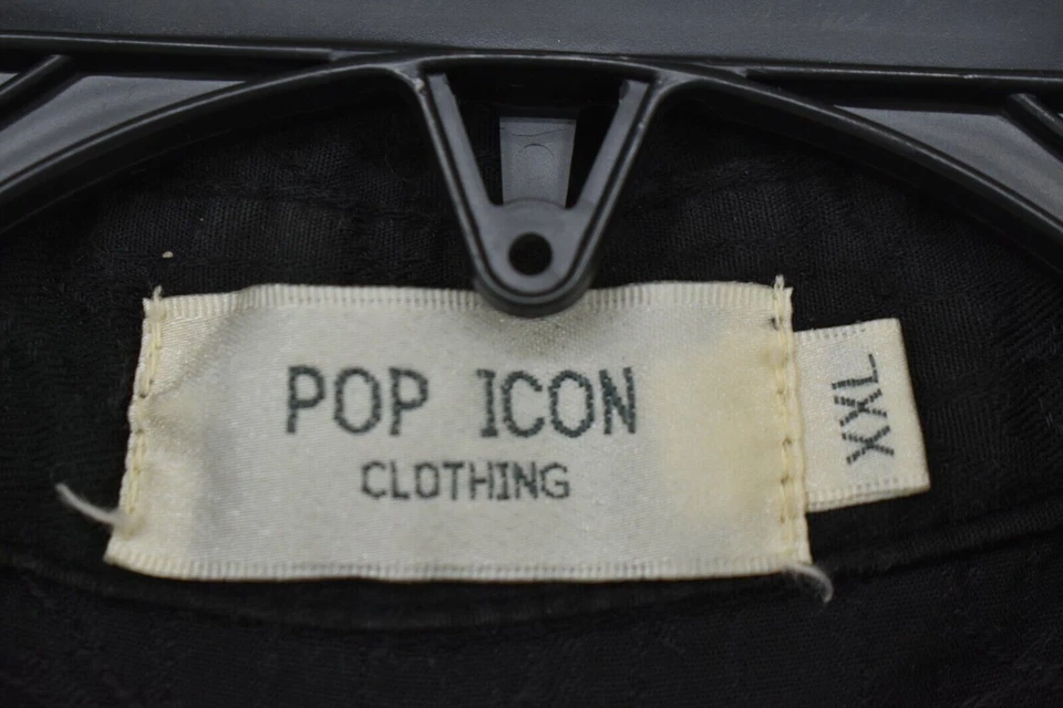 Camisa de vestir Pop Icon Clothing negra de algodón floral manga completa con botones XXL Foto 3 de 4