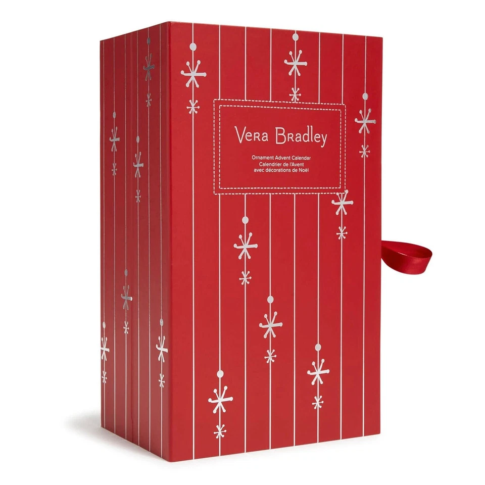 12 Vera Bradley Adorno de Navidad Calendario de Adviento Globos de Nieve Caja de Regalo Nuevo con Etiquetas $125 Foto 4 de 4
