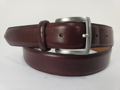 JOSEPH CHEANEY & SONS BROWN LEATHER BELT WITH SILVER BUCKEL 40