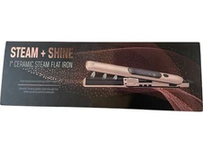 Steam Shine TB1036 1" Ceramic Steam Flat Iron Professional Hair Straightener