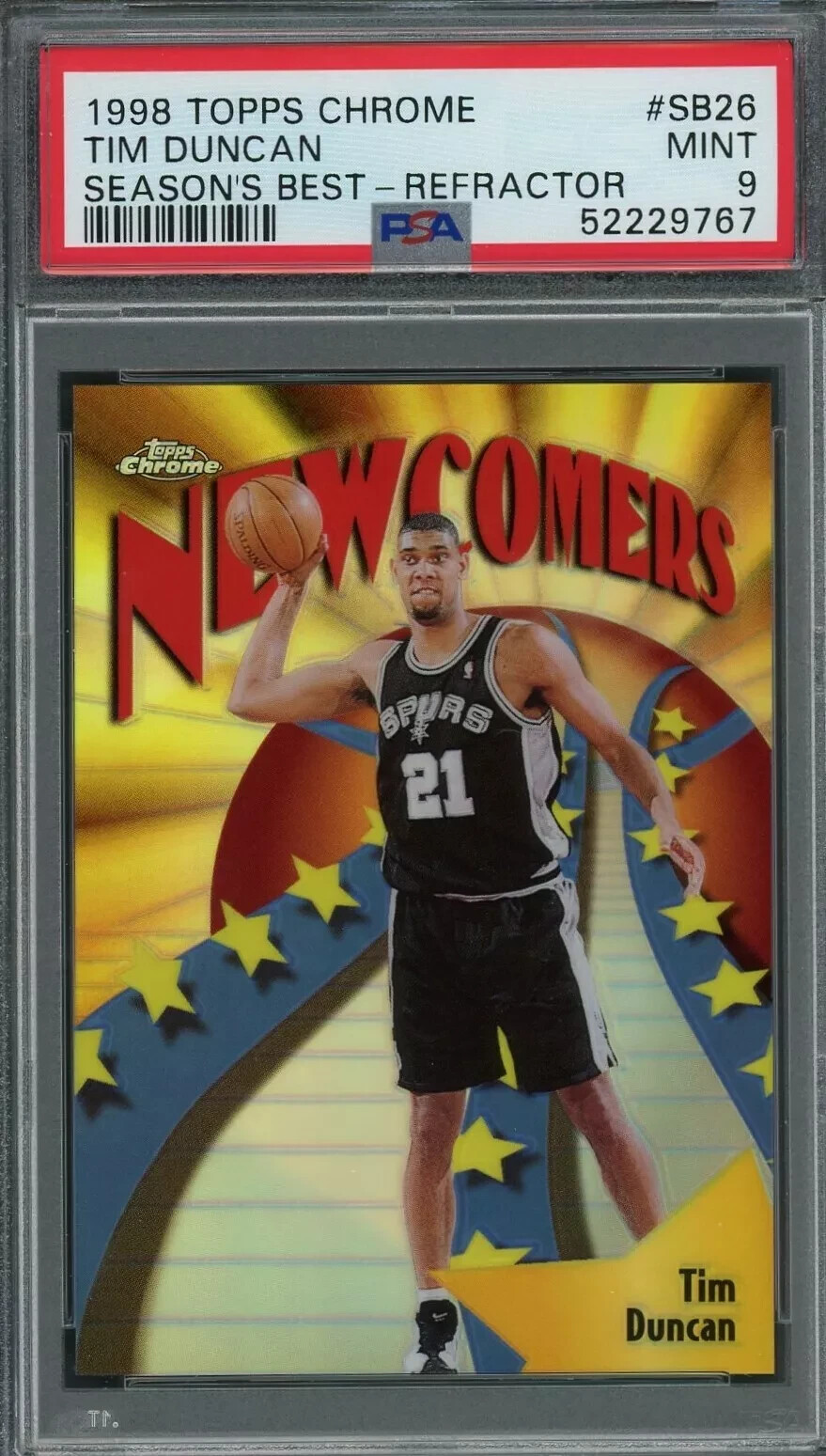 Tim Duncan 1998 Topps Chrome "Season's Best" Refractor #26 - PSA 9 - MINT