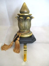 Column Christmas Stocking Holder 7" Column Finial Resin Gold Tone w/Tassel