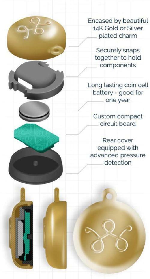 invisawear Smart Jewelry Personal Safety Device Silver Leather