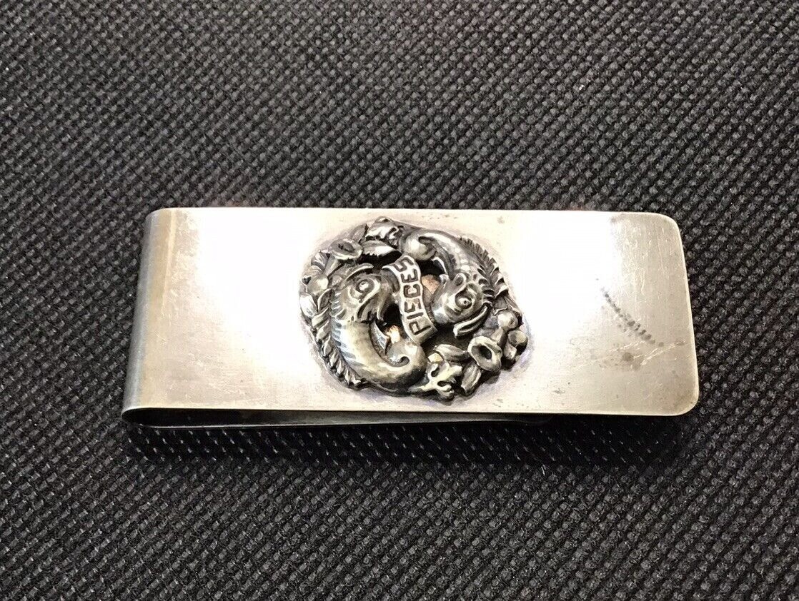 Vintage Pisces Zodiac Sterling Silver Money Clip by Guglielmo Cini 28.6g-image