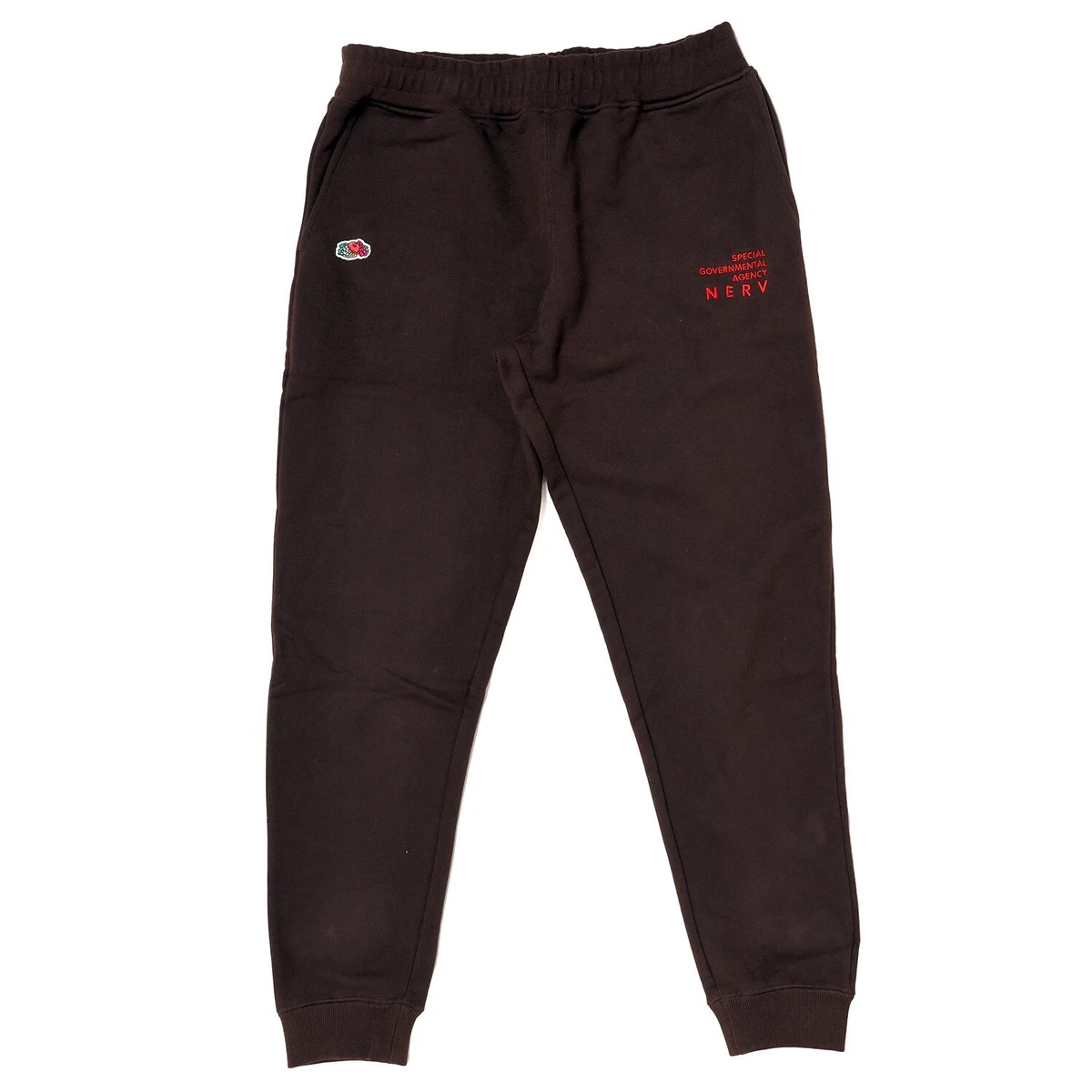 NERV Embroidery Jogger Sweat Pants by FRUIT OF THE LOOM BROWN S M L XL tapered