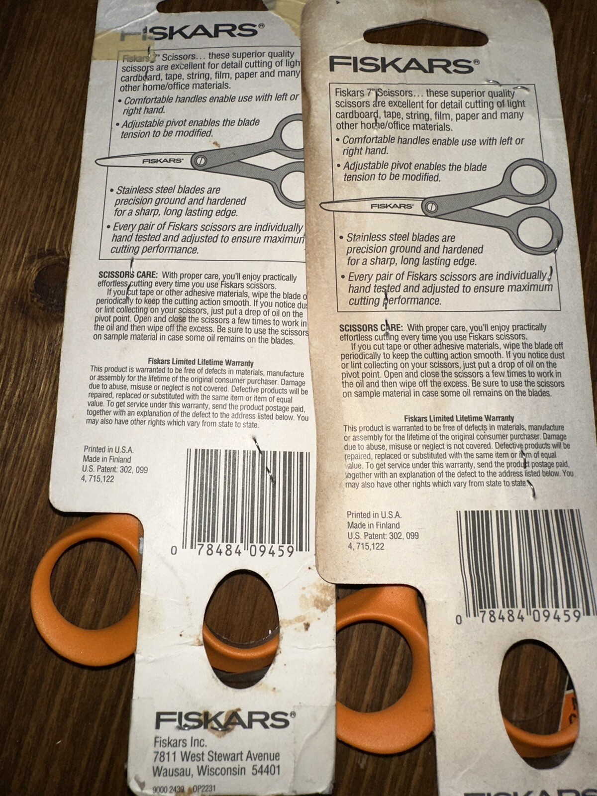 NEW Vintage 4x Fiskars Scissors 7” BiHanded, 9459, STAINLESS STEEL