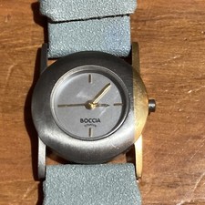 Boccia Titanium Watch Classic Two Tone Face Gray Dial Works w new battery
