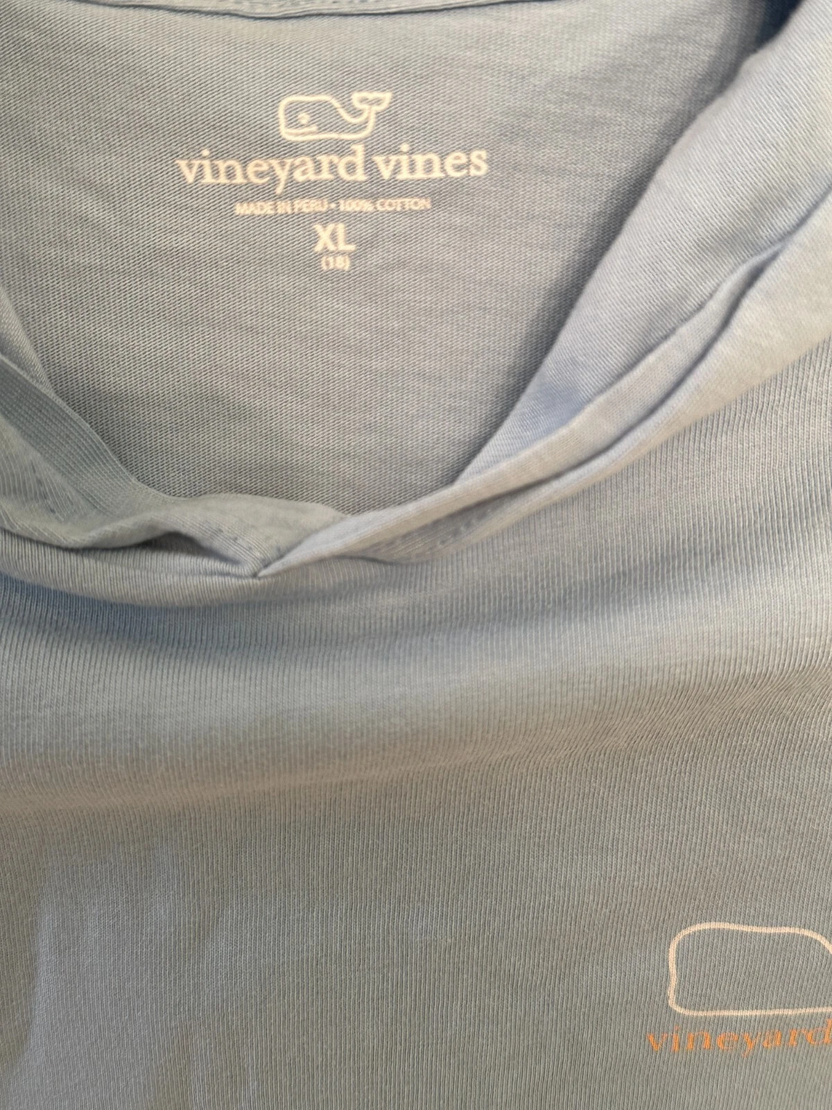 VETEMENTS VINEYARD VINES Pullover Felpa con Cappuccio Blu con Logo Balena Bianca Unisex Giovane Taglia XL